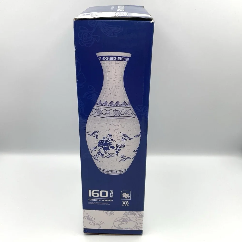3D Puzzle Vase Blue‎ & White Porcelain Style 160 Piece Jigsaw Flower Vase
